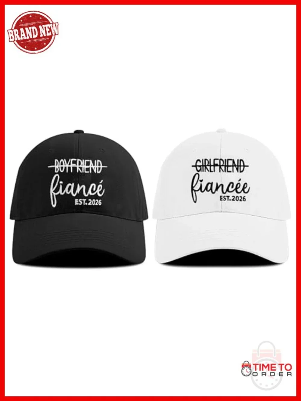 Embroidered Baseball Cap - High Quality Cotton Adjustable Wedding Engagement